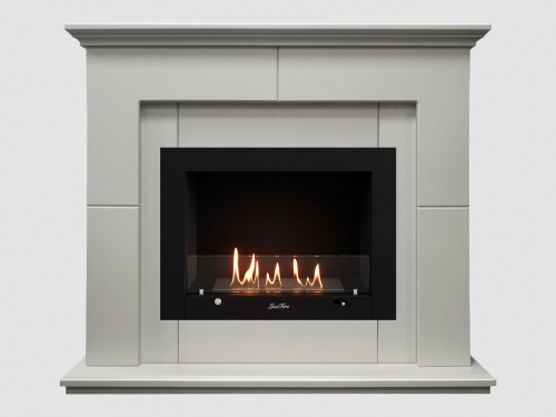 Каминный портал МДФ "Пьер 1100" с биокамином Lux Fire "Фаер Бокс 3-25.5" (белый)