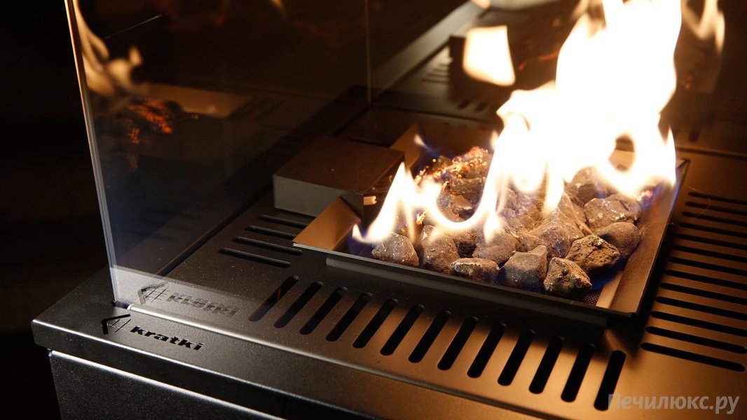 Газовый нагреватель Kratki PATIO Mini/M/G31/37Mbar/CZ/P, стекло, черное тиснение, с ручным управлением