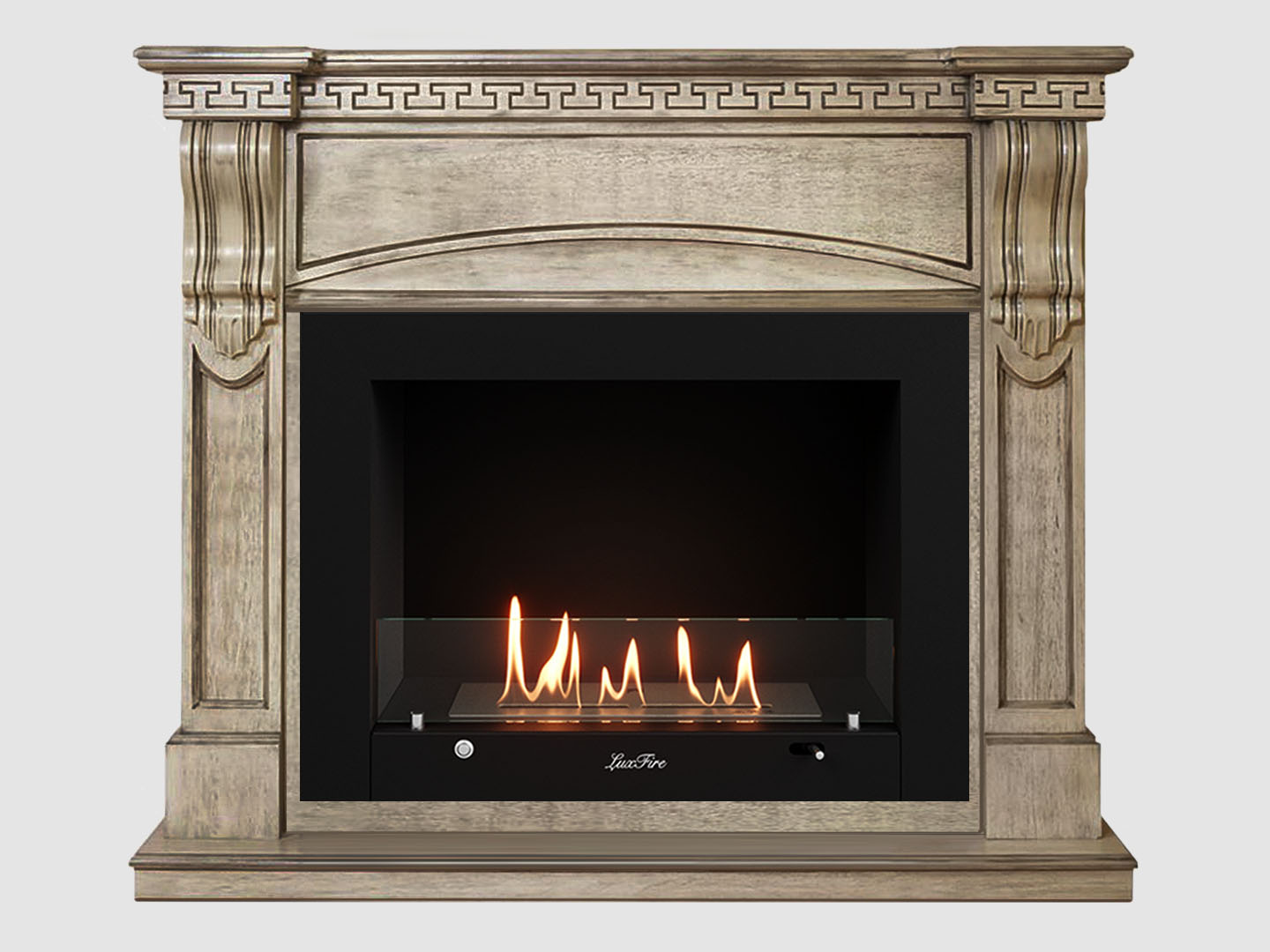 Каминный портал МДФ "Мюнхен 1250" с биокамином Lux Fire "Фаер Бокс 3 - 33" (бежевый) по цене 114 800 руб.