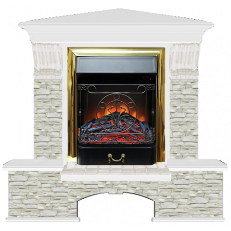 Бостон К Грот однотонный угловой (белый)+Majestic Brass